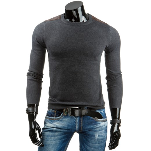 Sweter męski antracytowy (wx0692) dstreet czarny elastan
