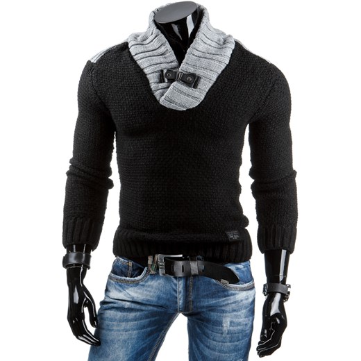 Sweter męski czarny (wx0696) dstreet czarny dzianina