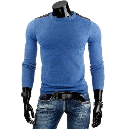 Sweter męski niebieski (wx0694) dstreet niebieski elastan