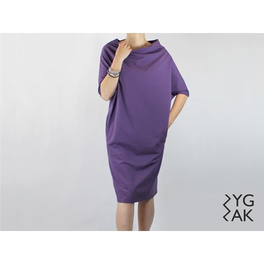 KIM | sukienka z dzianiny bawełnianej dawanda fioletowy bawełna