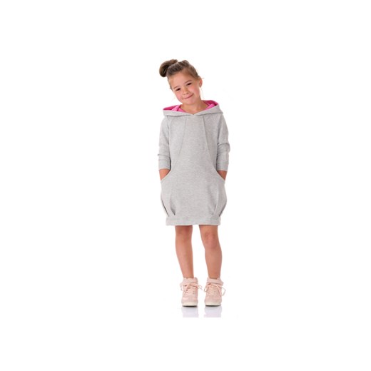 DaisyKids 6/7 lat - dresowa sukienka z kapturem dawanda szary dzianina