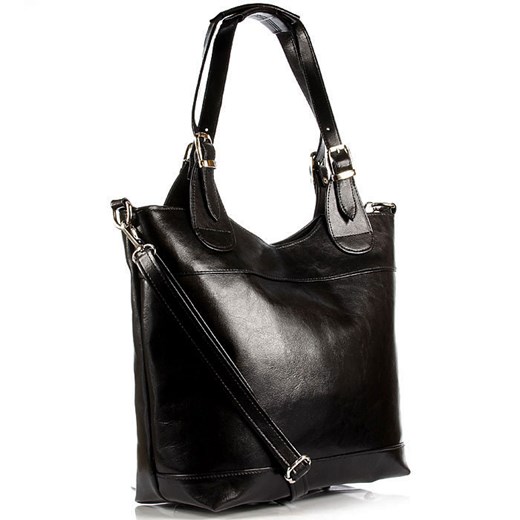 DAN-A T195B czarna torebka skórzana elegancka skorzana-com bialy glamour