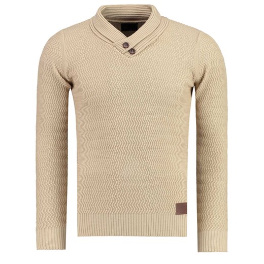 Sweter męski beżowy (wx0726) dstreet brazowy jesień
