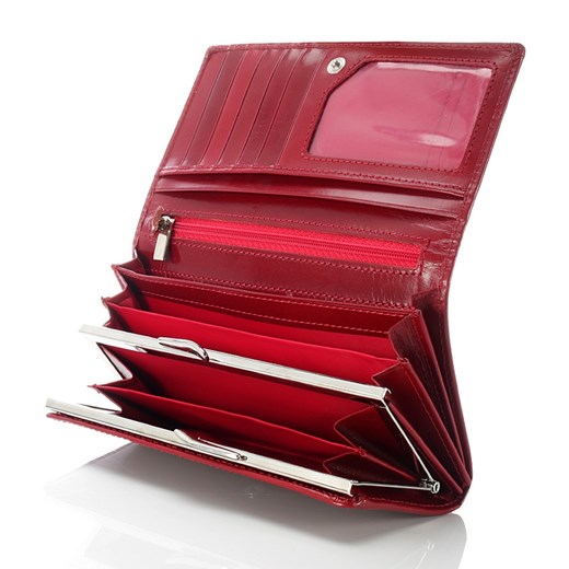 PAOLO PERUZZI ekskluzywny skórzany portfel damski w pudełku GA40 skorzana-com czerwony miejsce na dokumenty