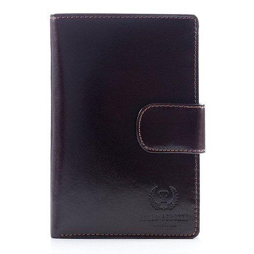 PAOLO PERUZZI ekskluzywny skórzany portfel męski organizer w pudełku GA57 brązowy skorzana-com czarny elegancki