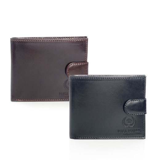 PAOLO PERUZZI ekskluzywny skórzany portfel męski w pudełku brązowy GA55 skorzana-com szary jesień