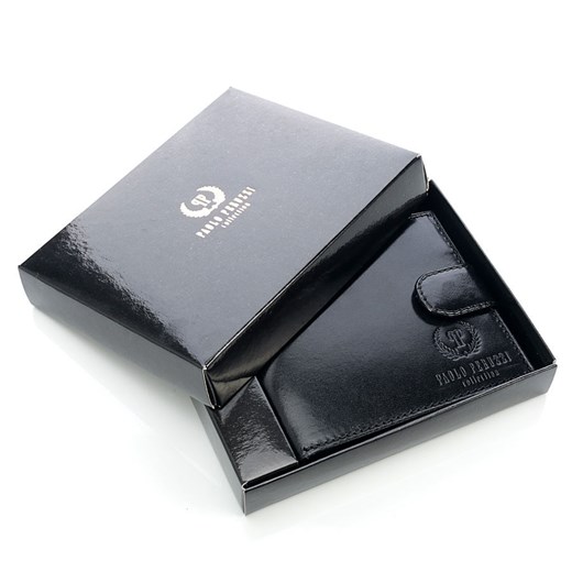 PAOLO PERUZZI ekskluzywny skórzany portfel męski w pudełku brązowy GA55 skorzana-com szary lato