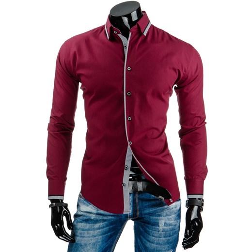 Koszula męska bordowa (dx0899) dstreet czerwony bawełna