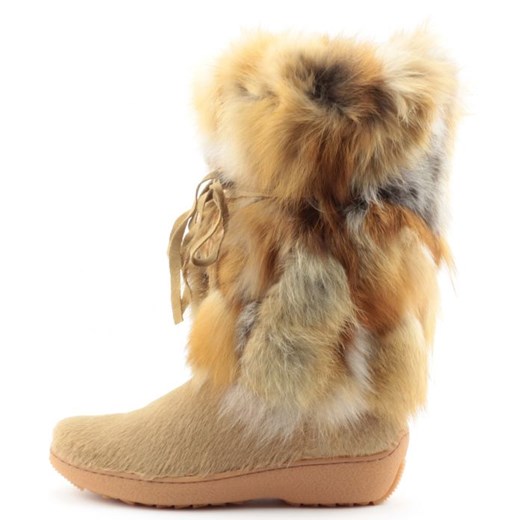 Śniegowce Oscar VOLPE-A30 Beige Red 2052-002 zebra-buty-pl brazowy płaska podeszwa