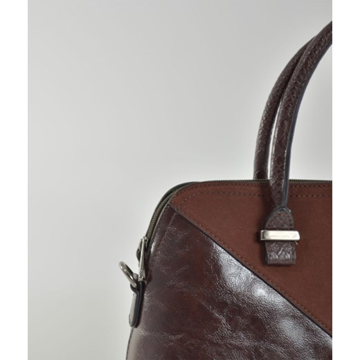 Elegancka torebka kuferek ze wstawką z włosia oraz zamszu cervandone-pl szary materiałowe