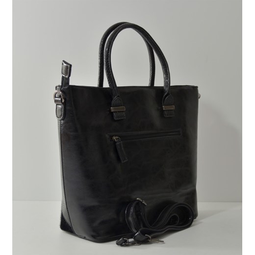 Elegancka duża torebka ze wstawką z włosia oraz zamszu cervandone-pl czarny miękkie
