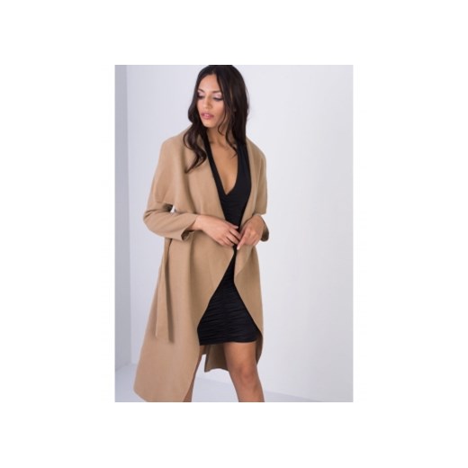 Włoski płaszcz narzutka OVERSIZE WATERFALL Camel sklep-divine-wear rozowy boho