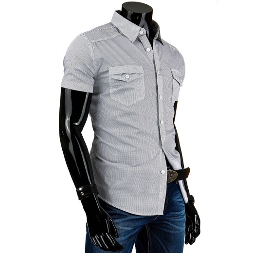 Koszula z krótkim rękawem (kx0106) dstreet szary Koszule z krótkim rękawem męskie