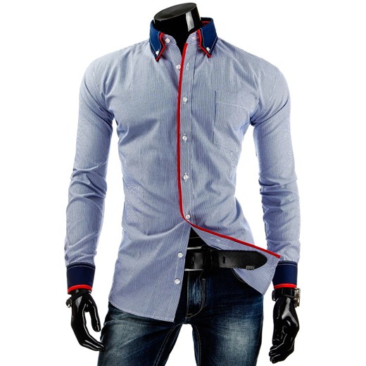 Długi rękaw koszula w paski (dx0653) dstreet niebieski koszule