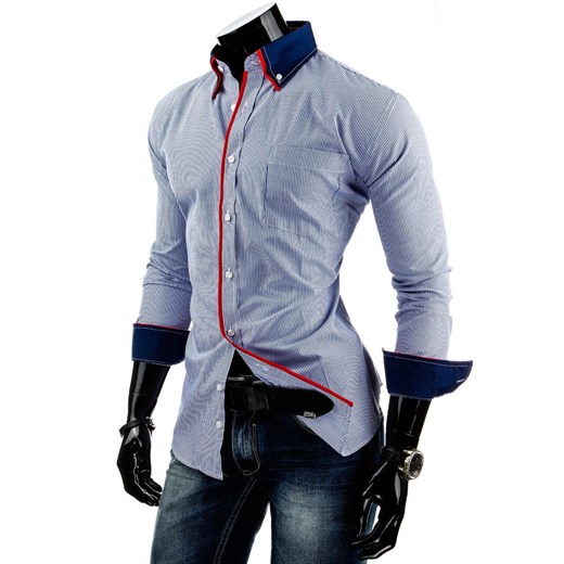 Długi rękaw koszula w paski (dx0653) dstreet niebieski rękawy