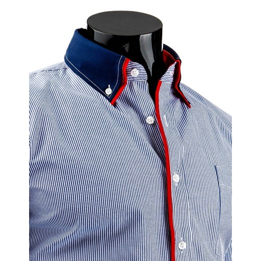 Długi rękaw koszula w paski (dx0653) dstreet niebieski slim