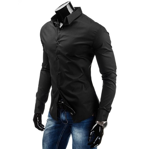 Koszula z długim rękawem (dx0760) dstreet czarny slim