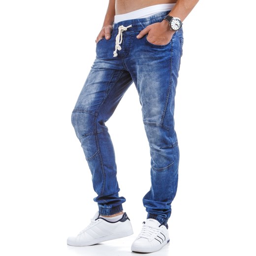 Spodnie joggery męskie niebieskie (ux0408) dstreet niebieski ściągacz