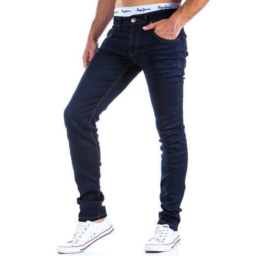 Granatowe spodnie jeansowe (ux0288) dstreet czarny casual