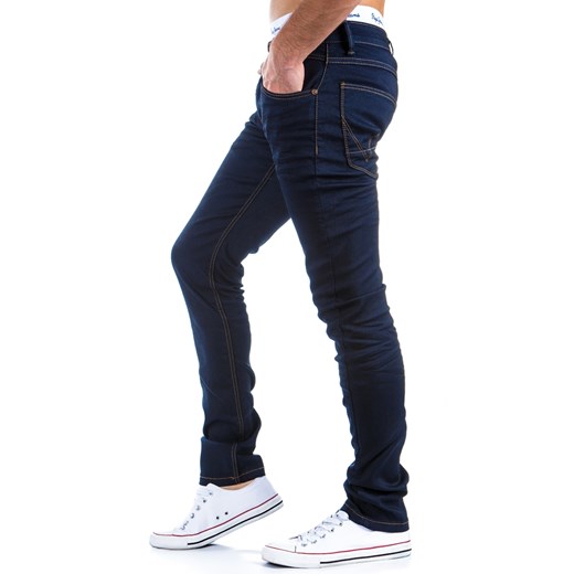 Granatowe spodnie jeansowe (ux0288) dstreet bialy elastan