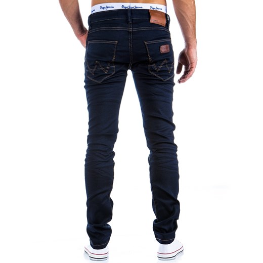 Granatowe spodnie jeansowe (ux0288) dstreet czarny guziki