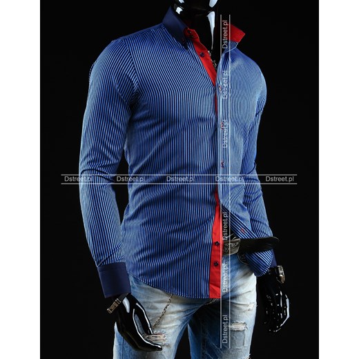 Koszula z długim rękawem (dx0528) dstreet granatowy Koszule z długim rękawem męskie