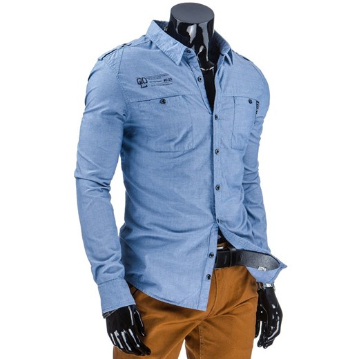 Koszula z długim rękawem (dx0758) dstreet niebieski Koszule z długim rękawem męskie
