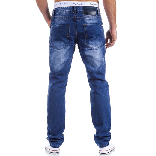 Spodnie jeansowe lekko przecierane (ux0306) dstreet granatowy młodzieżowy