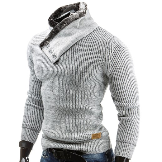 Ciepły męski sweter (wx0538) dstreet szary męskie