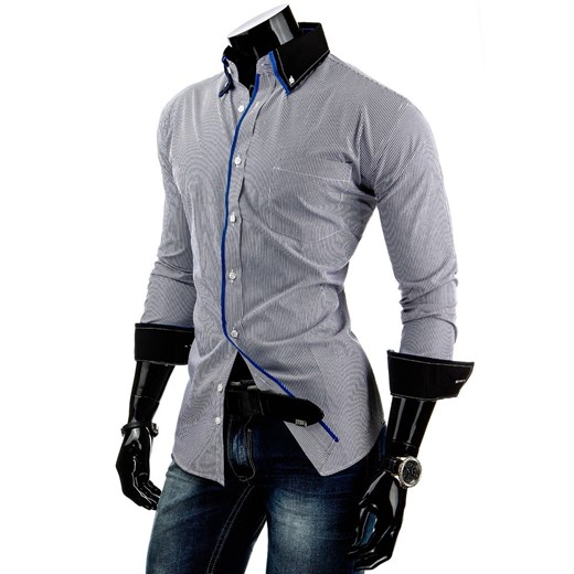 Elegancka męska koszula (dx0654) dstreet szary rękawy
