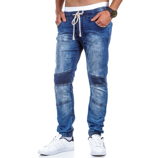 Spodnie męskie joggery jeansowe (ux0409) dstreet niebieski elastan