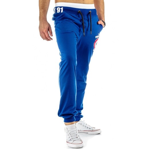 Spodnie dresowe baggy (ux0179) dstreet niebieski nadruki