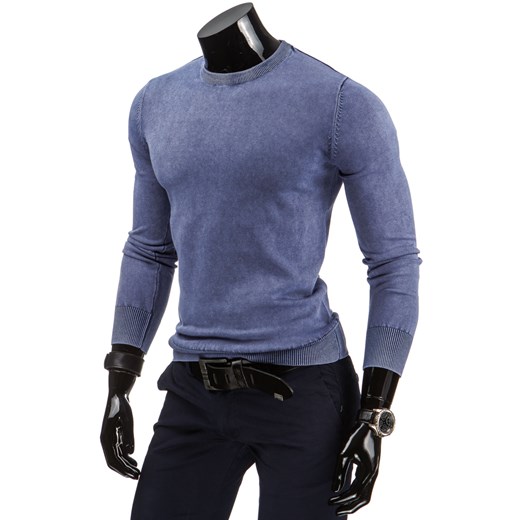 Sweter męski niebieski (wx0600) dstreet niebieski jesień