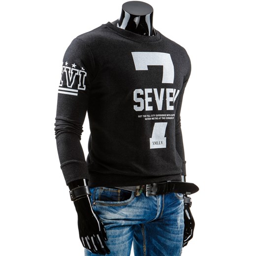 Bluza męska grafitowa (bx1266) dstreet czarny Bluzy męskie z nadrukiem