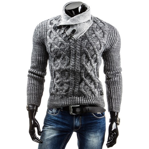 Sweter (wx0491) dstreet szary minimalistyczny