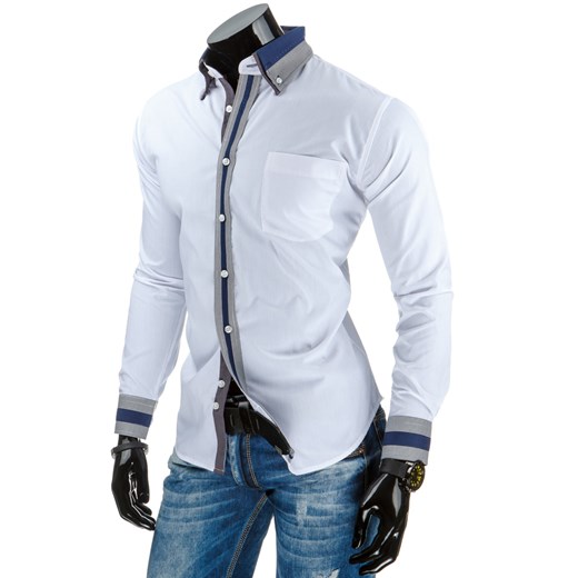 Koszula męska biała (dx0898) dstreet niebieski koszule