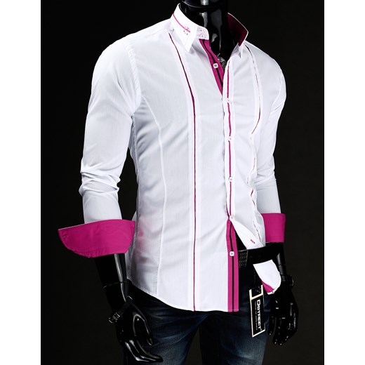 Koszula z długim rękawem (dx0402) dstreet fioletowy Koszule męskie slim