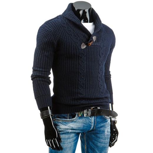Sweter męski granatowy (wx0650) dstreet czarny męskie