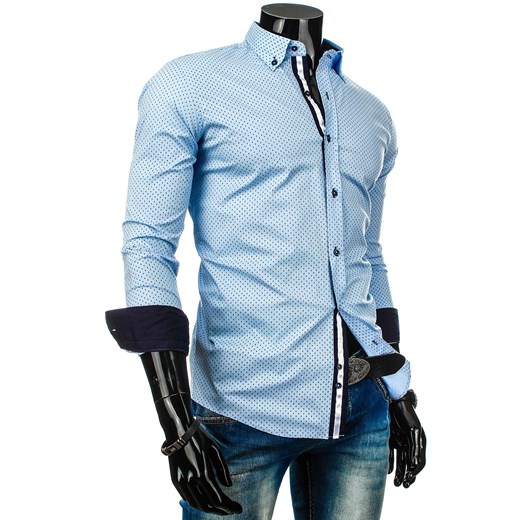 Koszula męska z długim rękawem (dx0220) dstreet niebieski modne