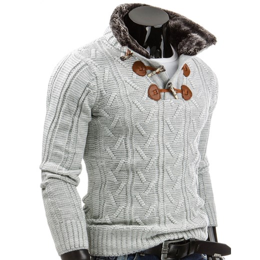 Sweter (wx0575) dstreet szary nowoczesny