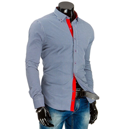 Koszula męska biało-granatowa (dx0813) dstreet niebieski fit