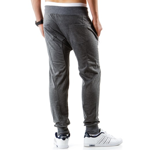 Spodnie męskie dresowe baggy antracytowe (ux0356) dstreet szary modne