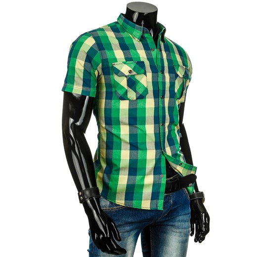Koszula z krótkim rękawem (kx0375) dstreet zielony minimalistyczny