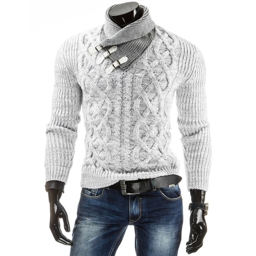 Sweter (wx0492) dstreet szary minimalistyczny