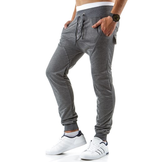 Spodnie męskie dresowe baggy antracytowe (ux0373) dstreet bialy młodzieżowy