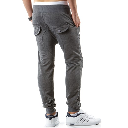 Spodnie męskie dresowe baggy antracytowe (ux0373) dstreet szary modne