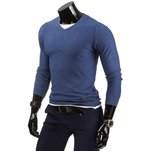 Sweter męski niebieski (wx0641) dstreet niebieski męskie