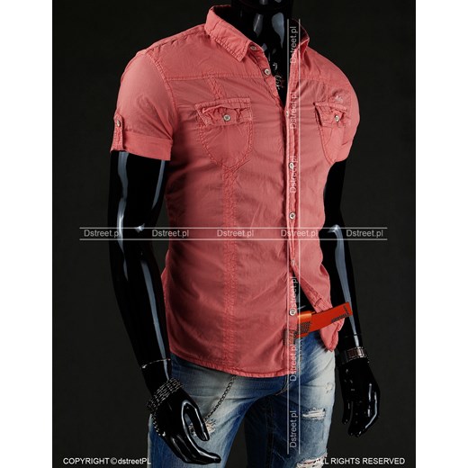 Koszula z krótkim rękawem (kx0310) dstreet rozowy Koszule z krótkim rękawem męskie