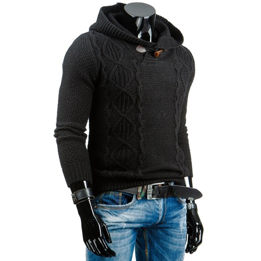 Sweter męski czarny (wx0661) dstreet czarny jesień