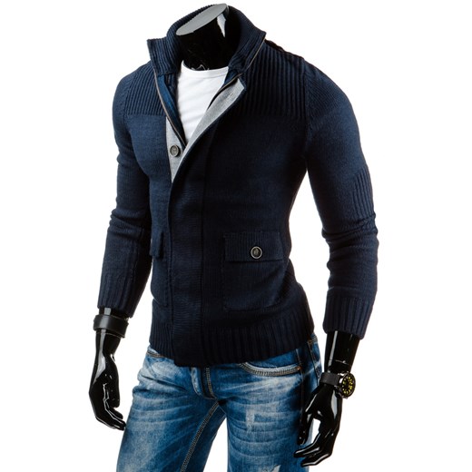 Sweter męski granatowy (wx0705) dstreet czarny minimalistyczny